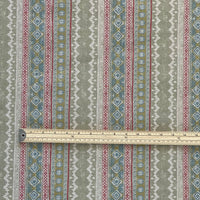 Thumbnail for Rustic Striped Fabric –  Soft Red, Blue, Mustard Geometric Country Style Cotton Linen for Home Decor