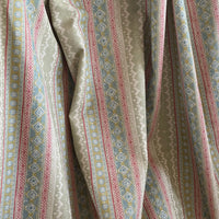 Thumbnail for Rustic Striped Fabric –  Soft Red, Blue, Mustard Geometric Country Style Cotton Linen for Home Decor