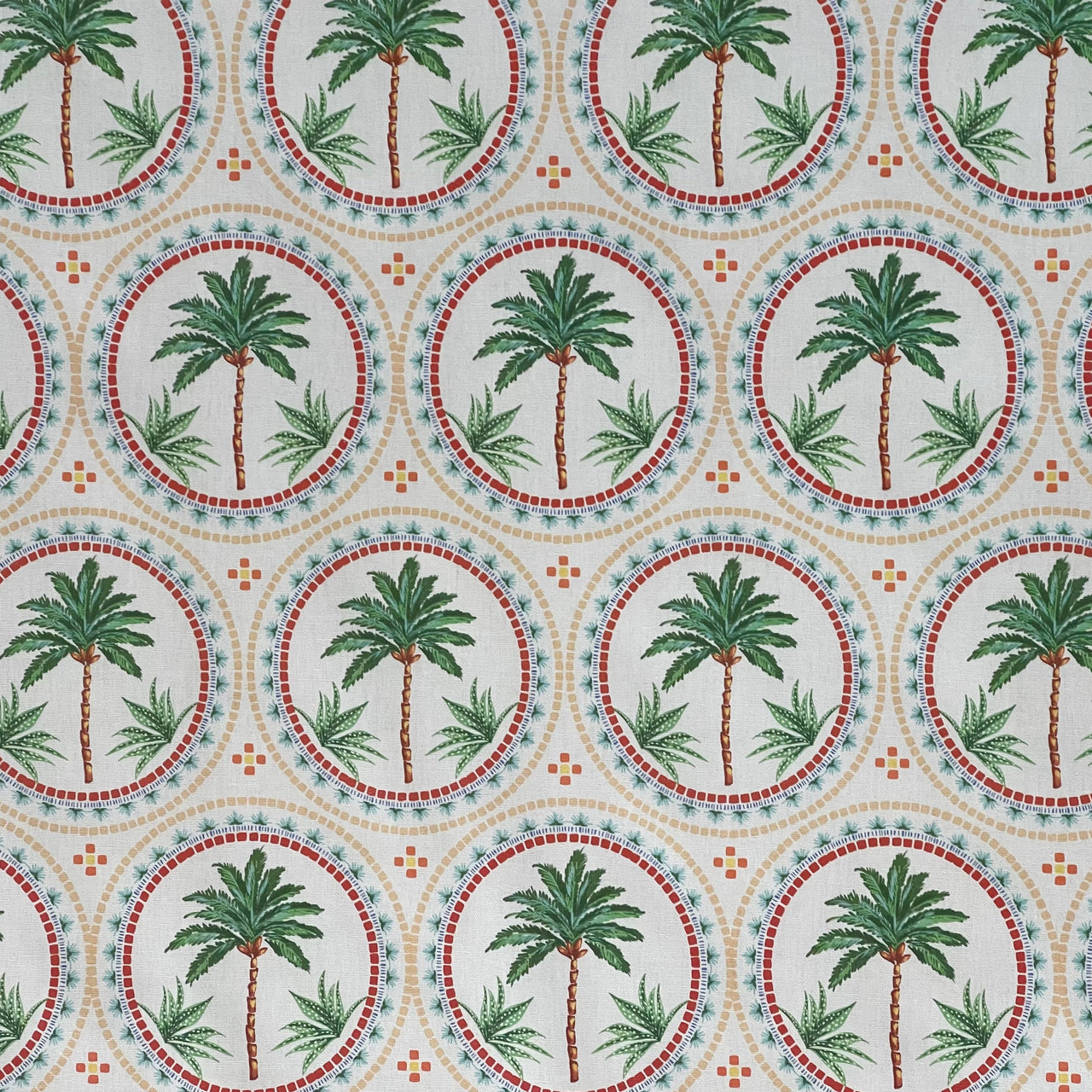 Palm Tree Mosaic Print Fabric - Vibrant Beach Home Decor Material