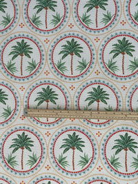 Thumbnail for Palm Tree Mosaic Print Fabric - Vibrant Beach Home Decor Material