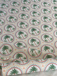 Thumbnail for Palm Tree Mosaic Print Fabric - Vibrant Beach Home Decor Material