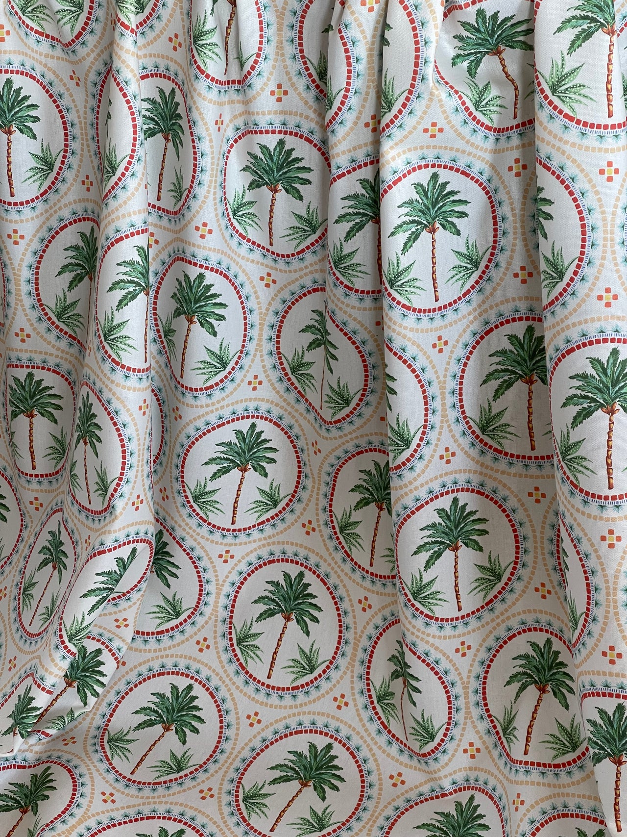 Palm Tree Mosaic Print Fabric - Vibrant Beach Home Decor Material