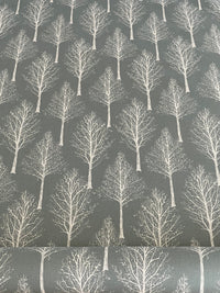 Thumbnail for Scandinavian Forest Tree Fabric – Green Linen Look Cotton for Home Décor & Upholstery