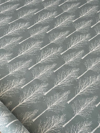 Thumbnail for Scandinavian Forest Tree Fabric – Green Linen Look Cotton for Home Décor & Upholstery