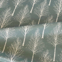 Thumbnail for Scandinavian Forest Tree Fabric – Green Linen Look Cotton for Home Décor & Upholstery