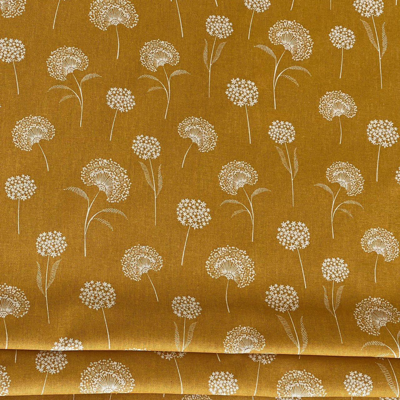 Dandelion Linen-Look Fabric – Golden Yellow Cotton Blend for Upholstery & Drapery