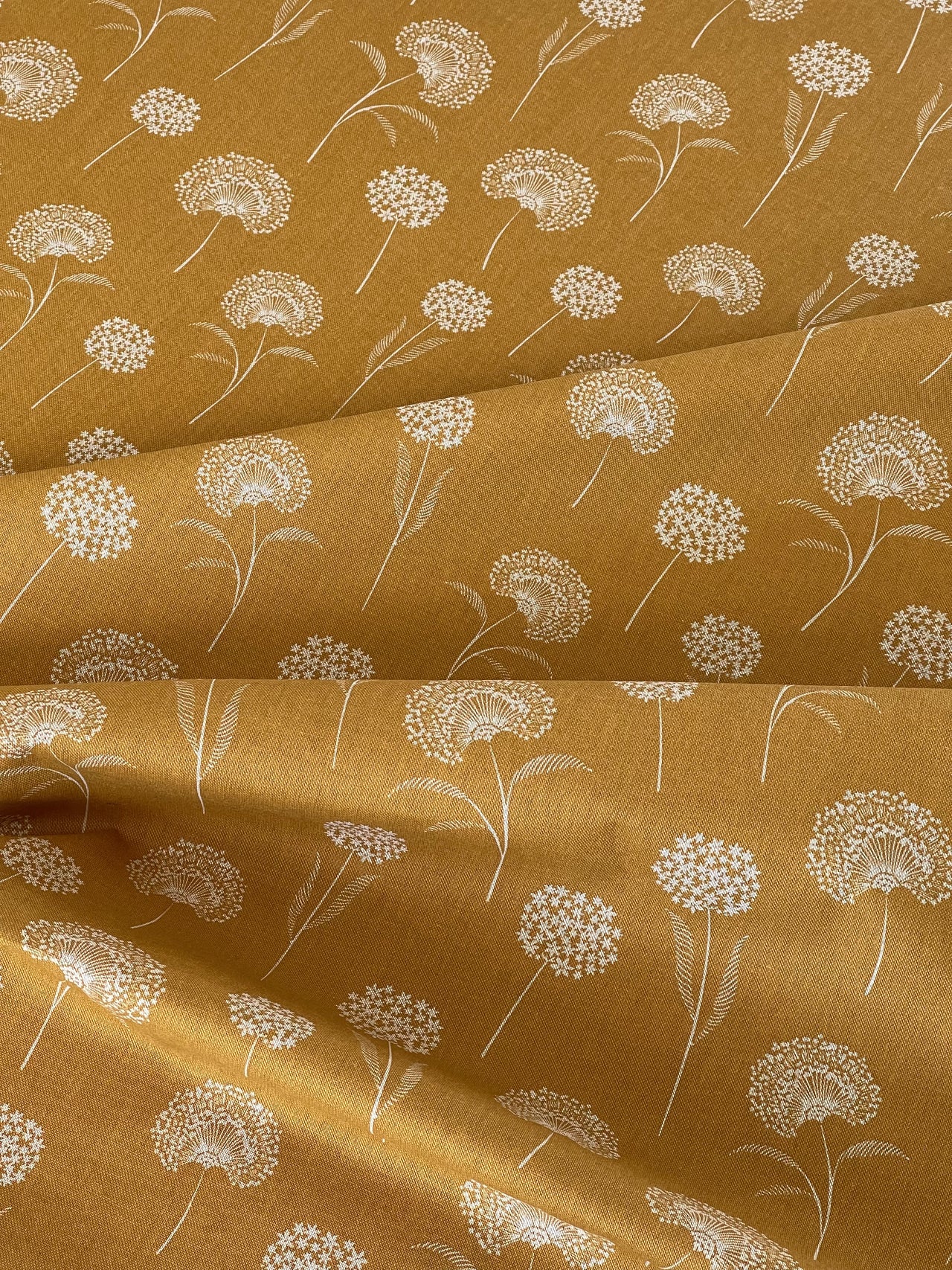 Dandelion Linen-Look Fabric – Golden Yellow Cotton Blend for Upholstery & Drapery