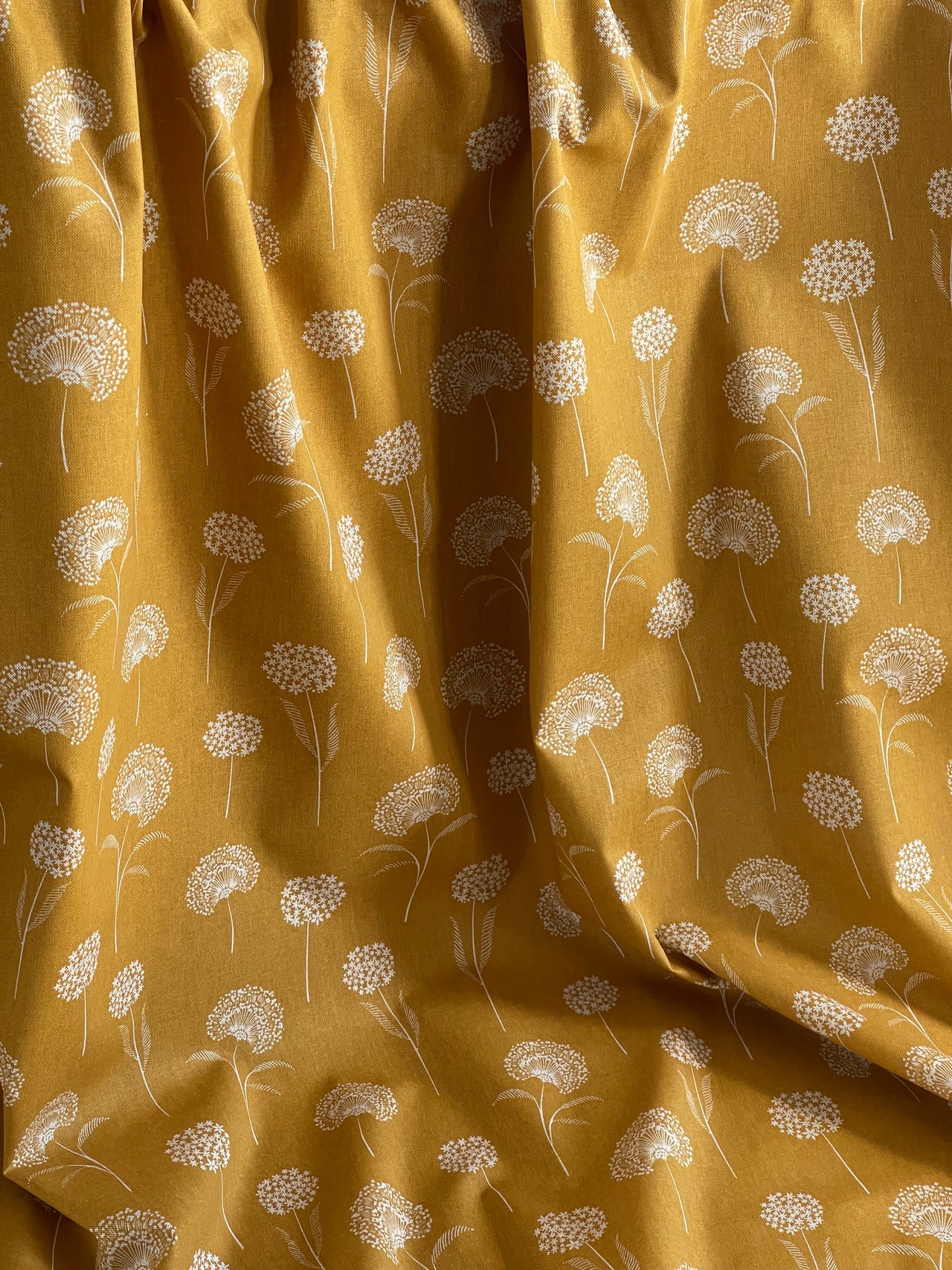 Dandelion Linen-Look Fabric – Golden Yellow Cotton Blend for Upholstery & Drapery
