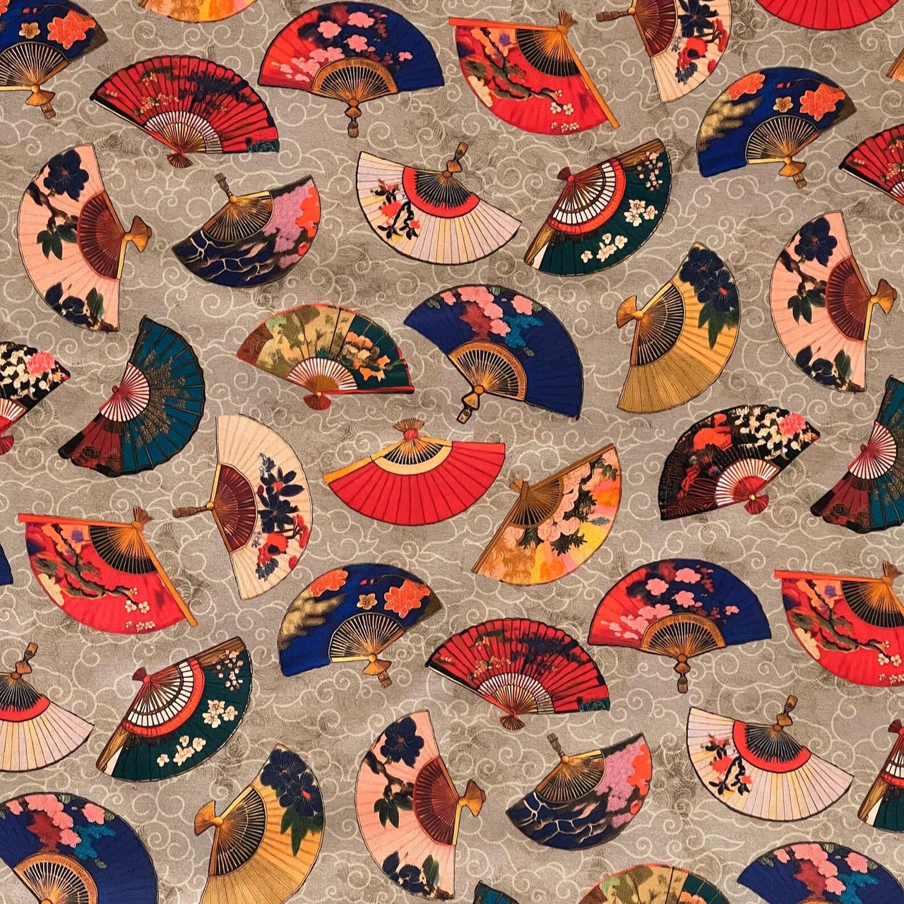 Asian inspired decorative cotton fabric for soft furnishings