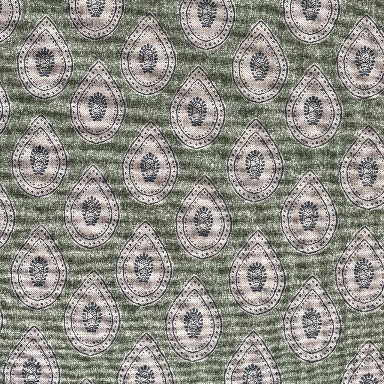 Green floral paisley fabric for curtains Roman blinds and cushions