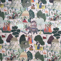 Thumbnail for Rich Mughal scene with camel, horse, and elephants