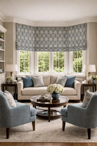 Thumbnail for Blue ikat patterned cotton fabric texture