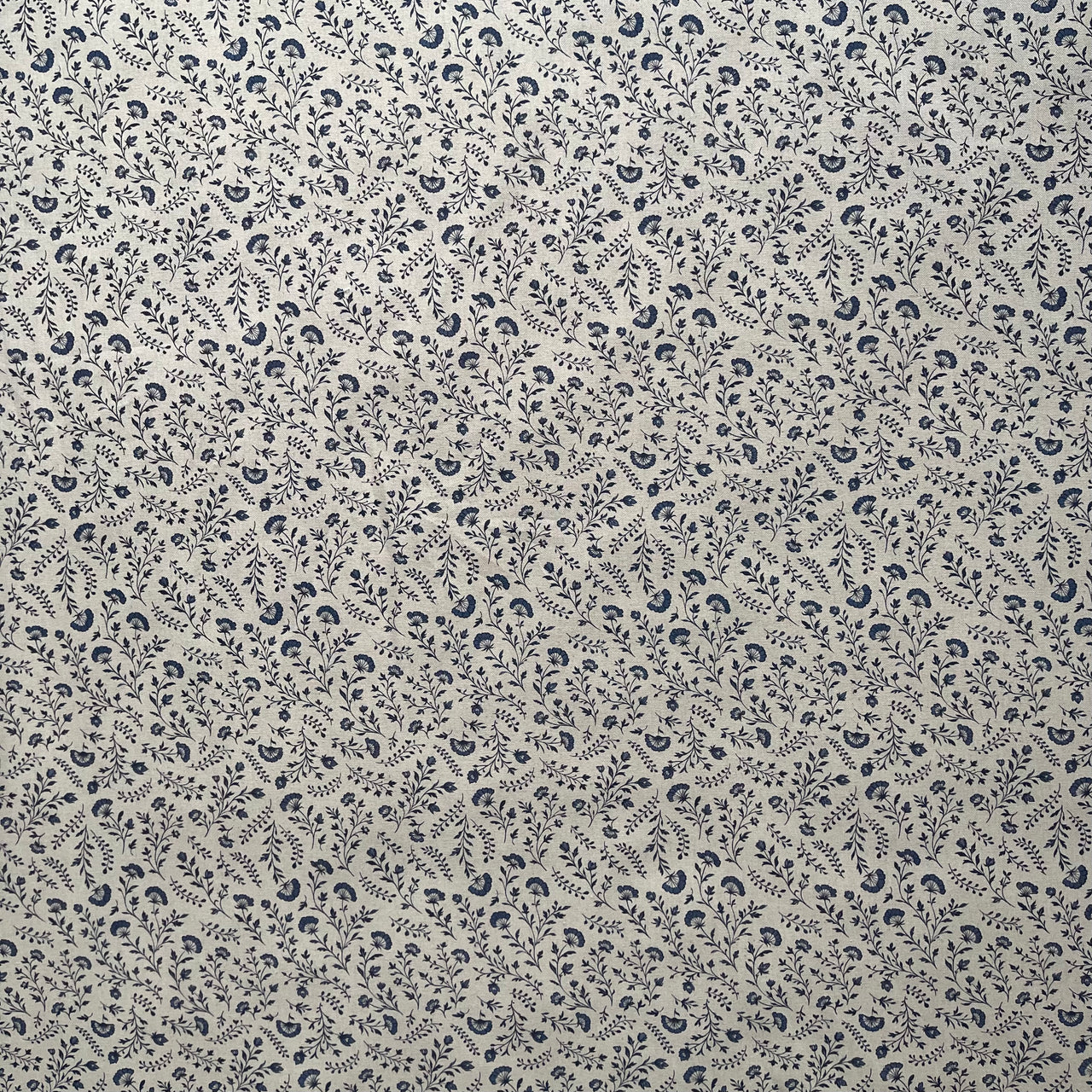 Linen effect blue floral fabric for classic country interiors