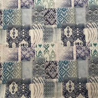 Thumbnail for Blue patchwork fabric with modern ikat styling