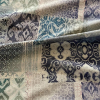 Thumbnail for Geometric mosaic curtain fabric in cool blue tones