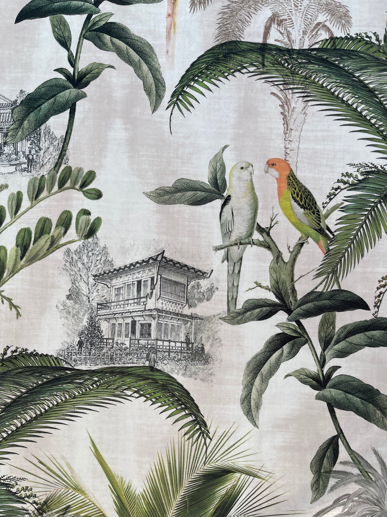 Decorative velvet fabric with jungle theme

