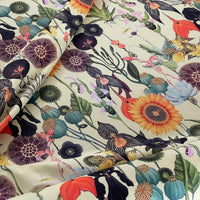 Thumbnail for Fabric detail showing printed velvet flower motifs