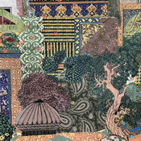 Thumbnail for Botanical tiles cotton fabric pattern

