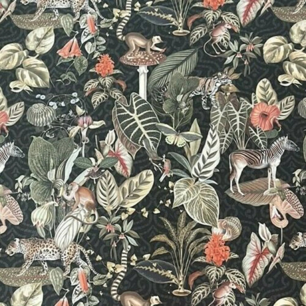 Animal print botanical velvet for curtains
