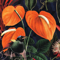 Thumbnail for Anthurium flower cotton print with dark foliage
