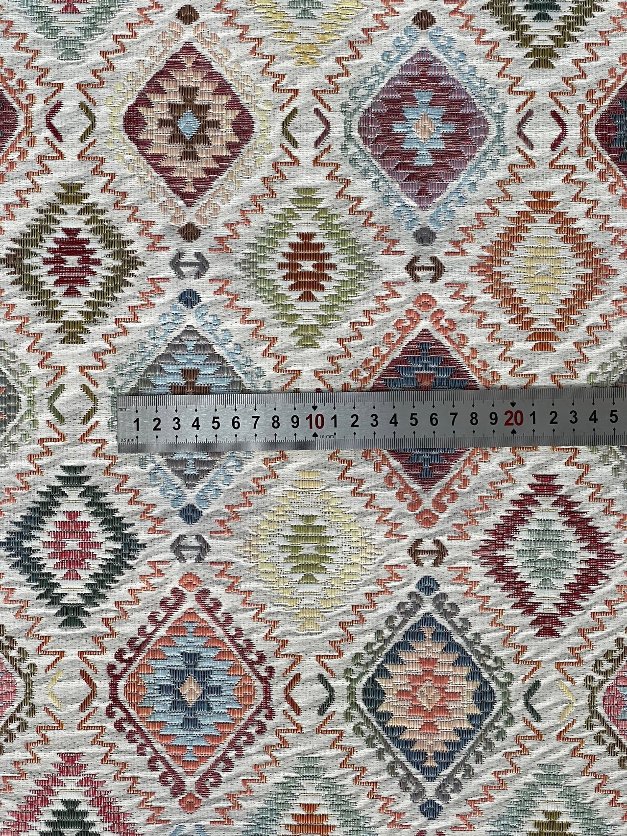 Woven diamond tapestry fabric for ethnic home interiors