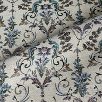 Thumbnail for Traditional floral tapestry fabric neutral tones