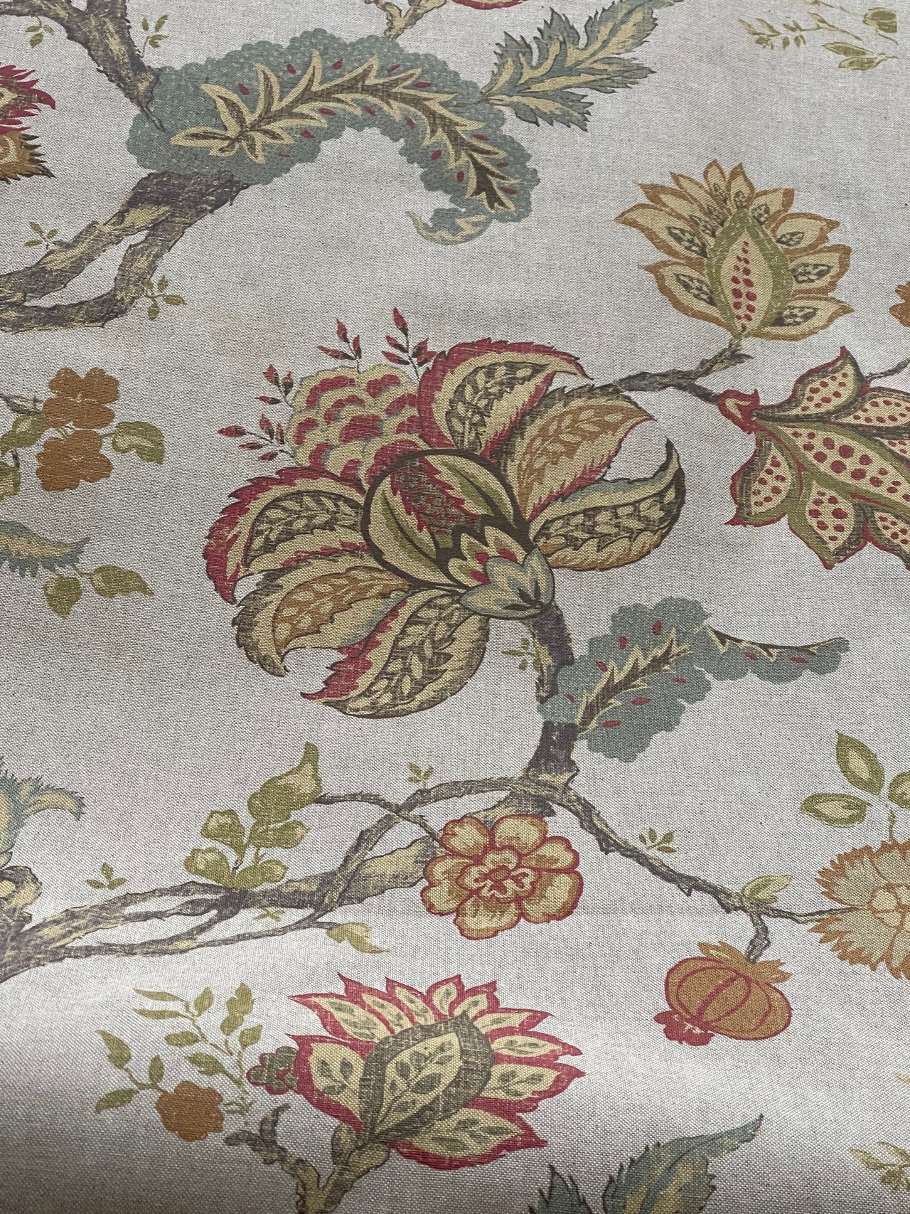 English cottage Jacobean floral fabric for home interiors