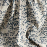 Thumbnail for Indigo blue floral curtain fabric with soft natural woven texture
