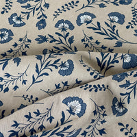 Thumbnail for Dutch floral fabric with blue pottery-inspired design

