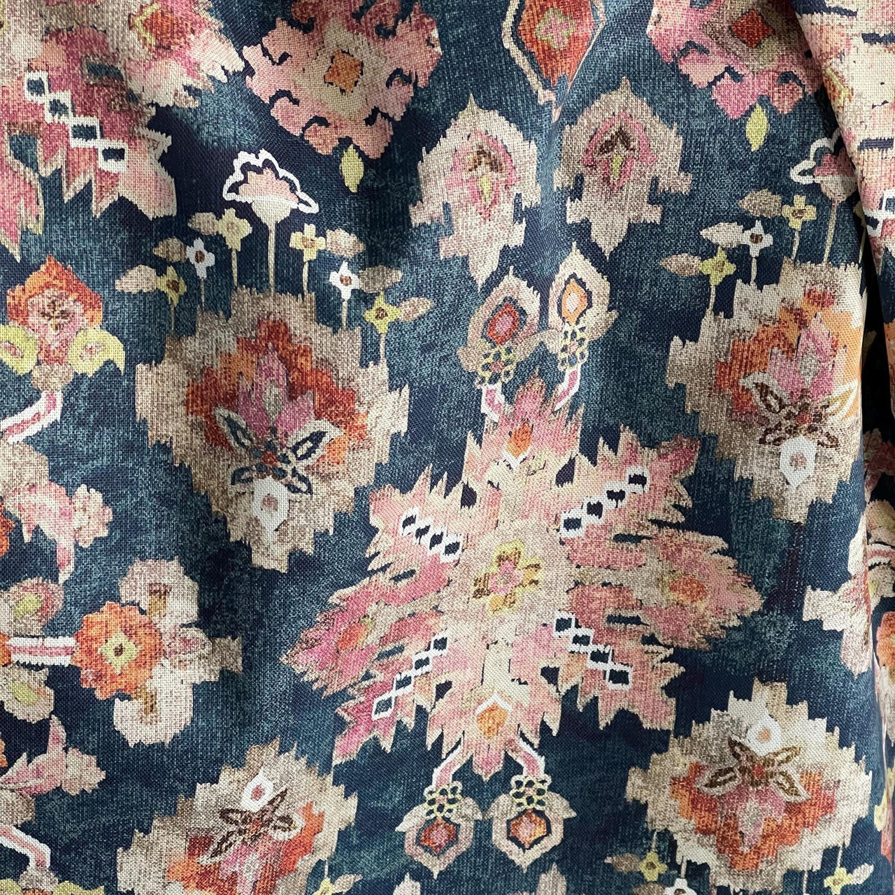 Jewel toned ikat cotton fabric for cushions and blinds