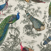 Thumbnail for Peacock and pheasant Italian velvet fabric with floral botanical pattern for upholstery and curtains