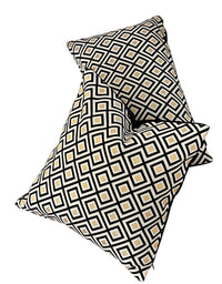 Thumbnail for Bold black and gold geometric cushion cover.