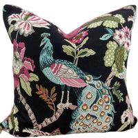 Thumbnail for Peacock motif pillow with nature-inspired design.