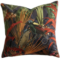 Thumbnail for Botanical throw pillow cover featuring colorful jungle flora