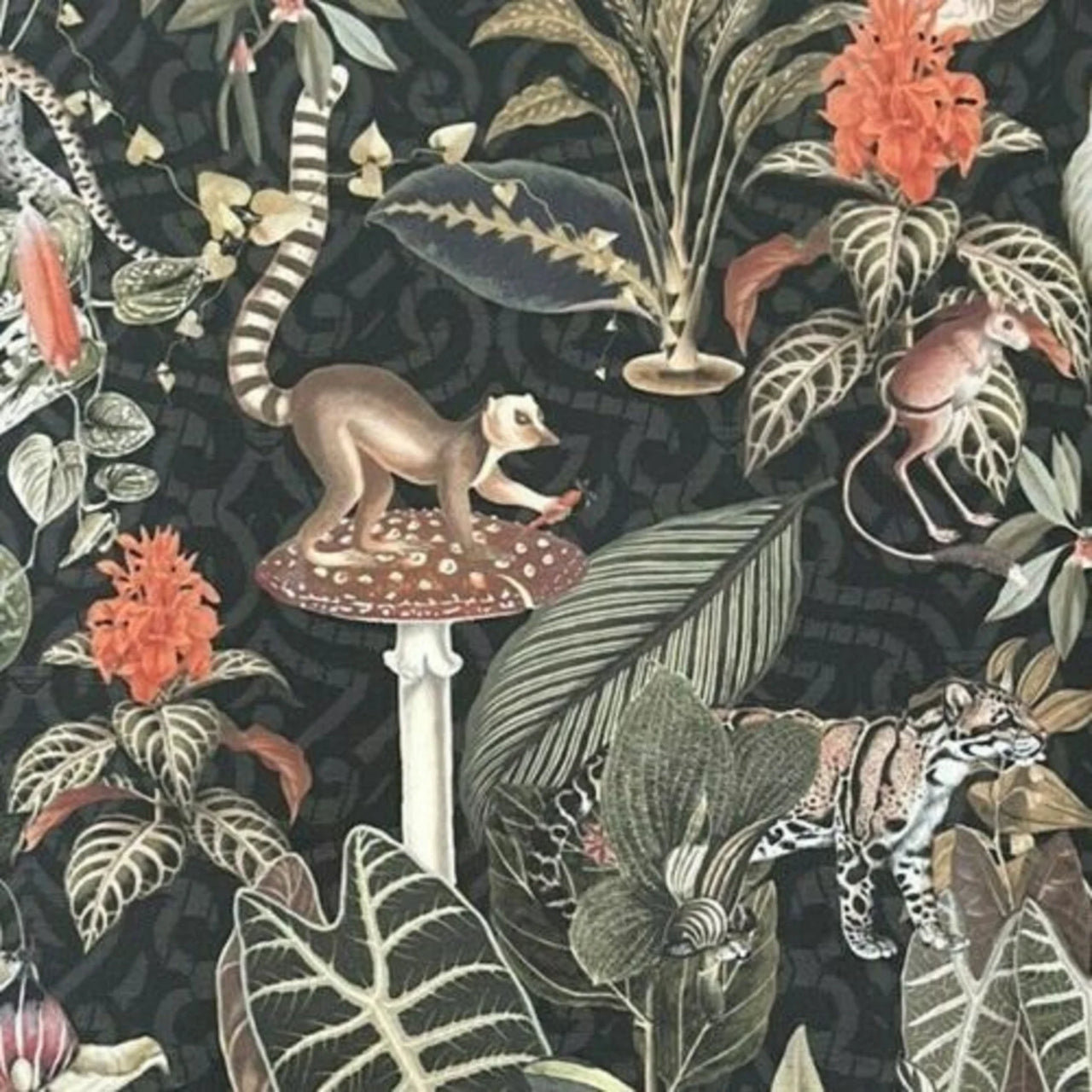 Home decor fabric with monkeys and leaves