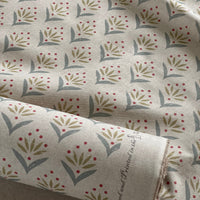 Thumbnail for Botanical duckegg cotton blend upholstery fabric close up showing meadow motif pattern.