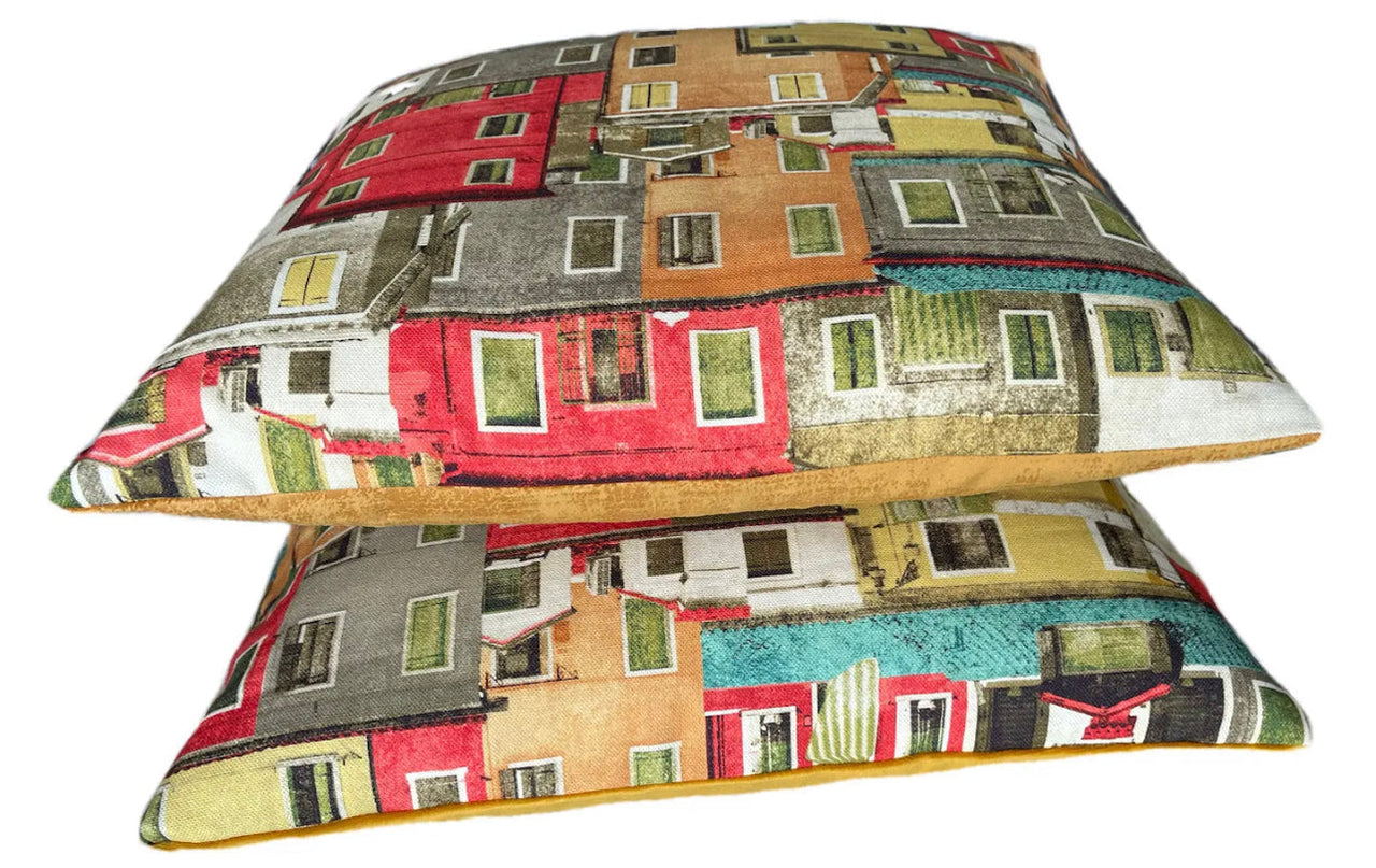 Coastal Positano pillow cover with zip closure
