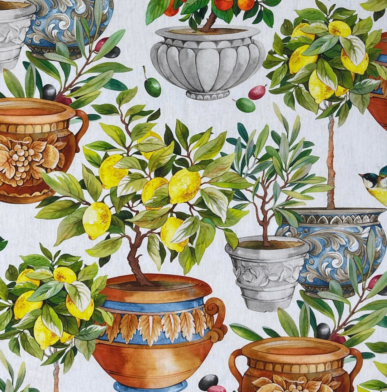 Cottagecore citrus garden print on cotton