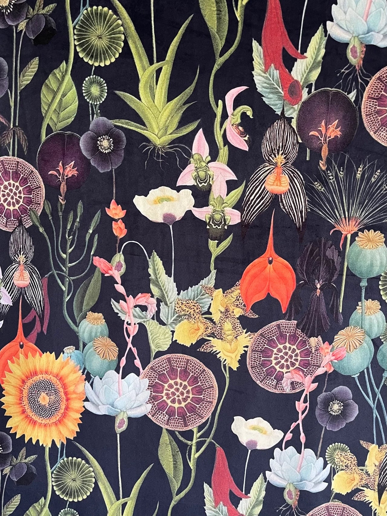 Dark bohemian floral print textile