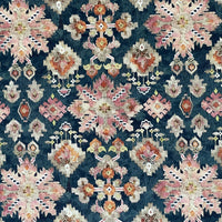 Thumbnail for Midnight Jewel ikat organic cotton fabric with medallion pattern