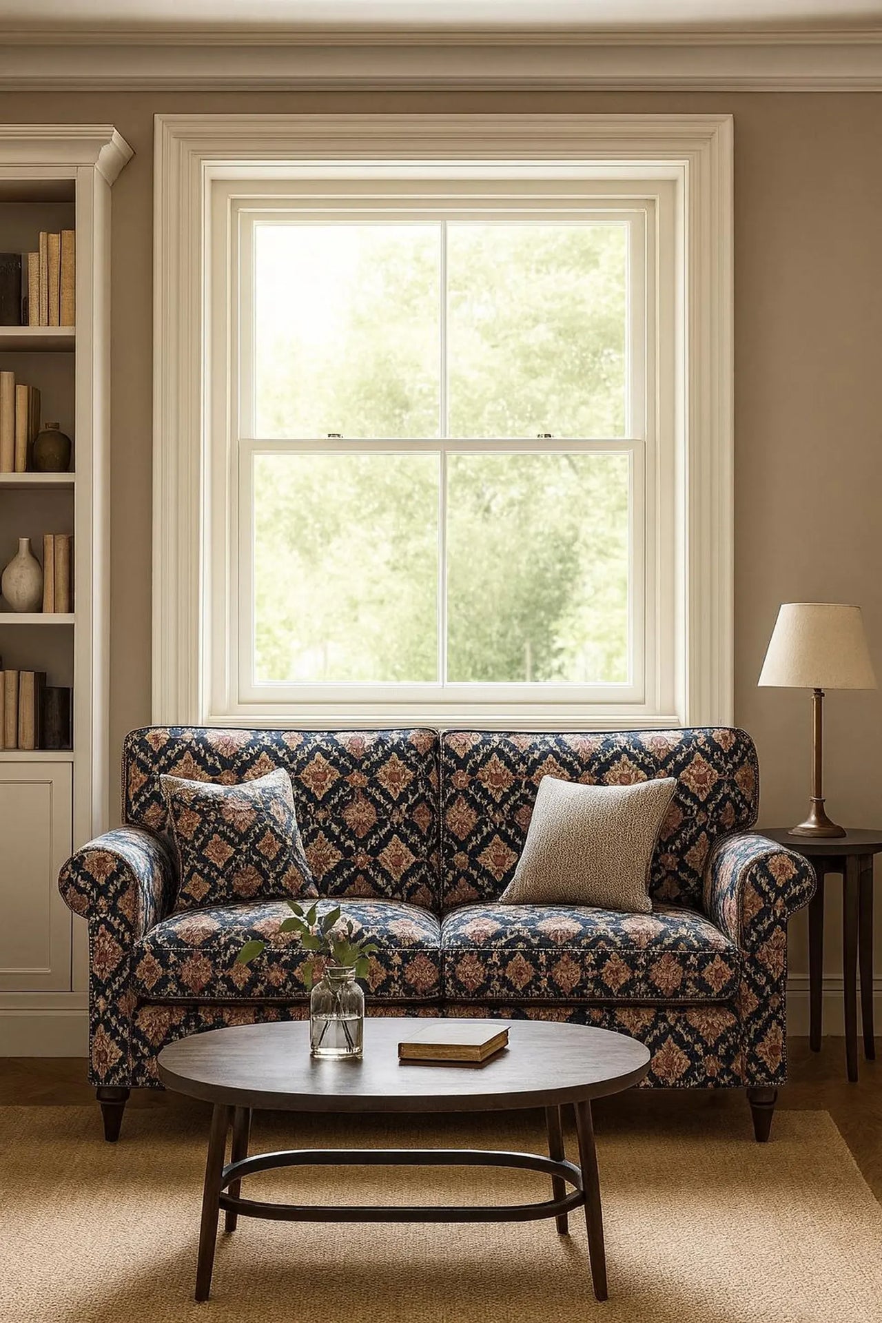 Luxury organic cotton fabric with traditional ikat design