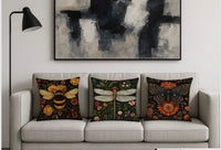 Thumbnail for Bee dragonfly and moth velvet cushion covers on sofa