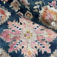 Thumbnail for Luxury ikat medallion fabric in midnight blue organic cotton