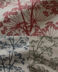 Thumbnail for Botanical upholstery fabric with indigo wildflower motif on linen base