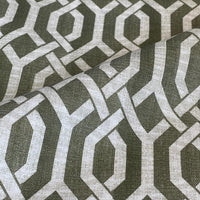 Thumbnail for Modern trellis weave in muted green tones – chic cotton fabric for window treatments