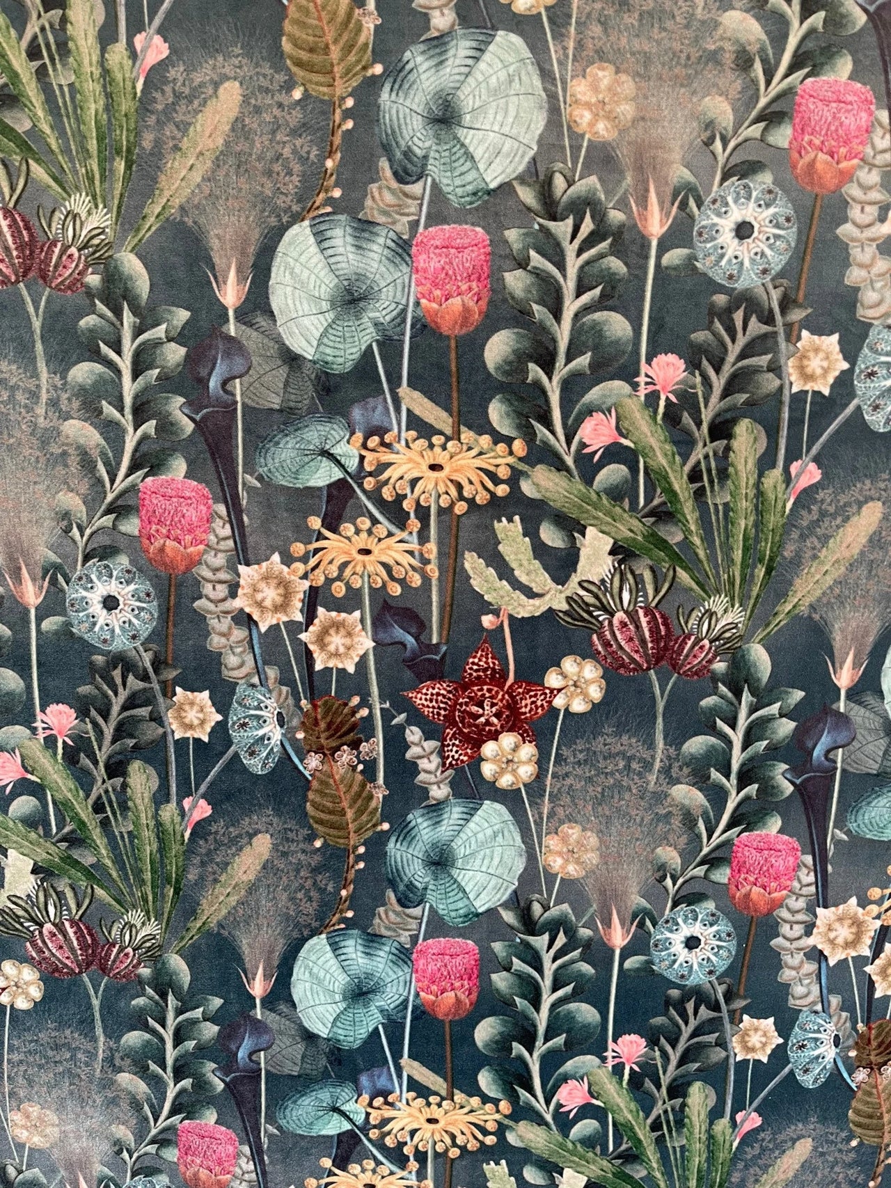 Colorful floral pattern on a dark background