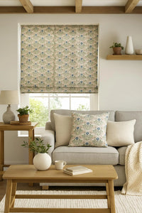 Thumbnail for Traditional English garden print fabric on natural linen-look ground