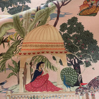 Thumbnail for Pink Indian fabric with historic storytelling artwork