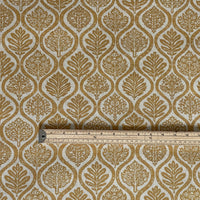 Thumbnail for Botanical ogee upholstery fabric in mustard and natural tones