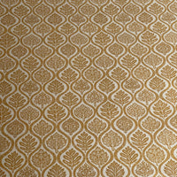 Thumbnail for Mustard botanical curtain fabric with ogee pattern detail